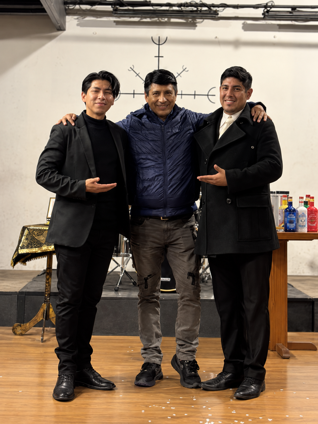 Three participants together during the second visit to the Academia Boliviana de Magia