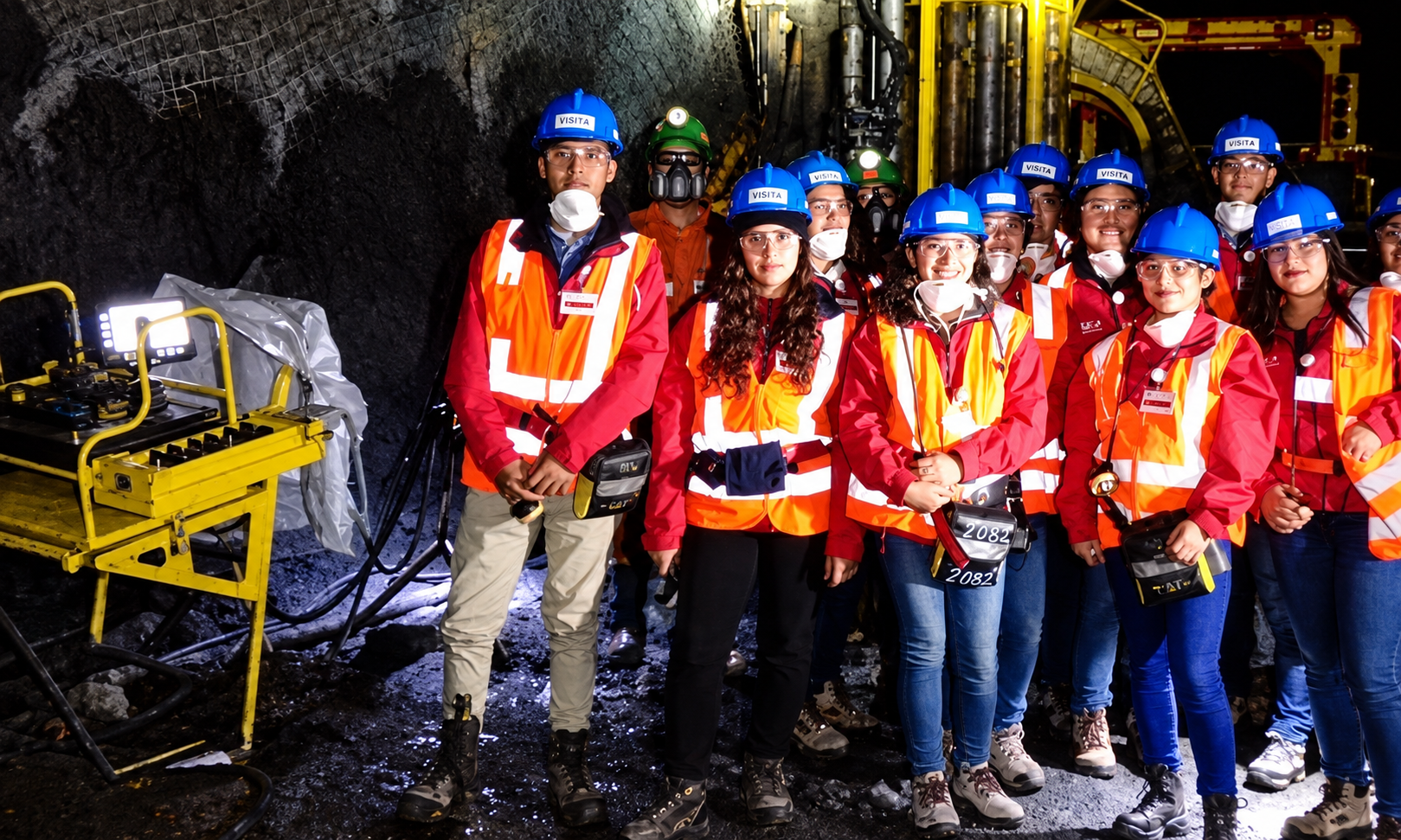 Students undergoing a visit to the Santos Mine